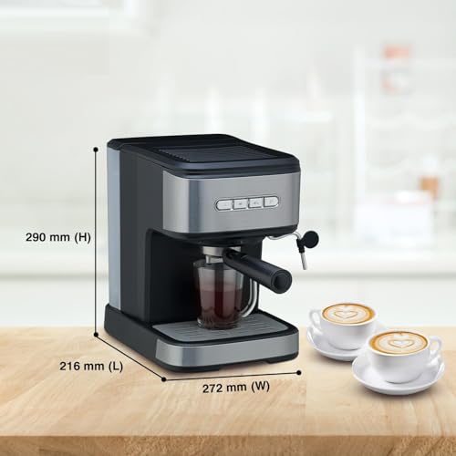 Image of Coffee Making Machine|Upto 20 Bar Pressure Rich Espresso Coffee Maker|Milk Frothing Nozzle|Push Button Operation|Removable Drip