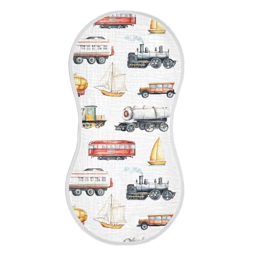 vvfelixl Muslin Burp Cloths Vintage Vehicle Baby Washcloths for Baby Girl Boys 2 Pack