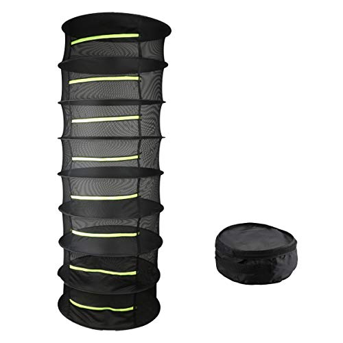Herb Drying Rack, 8 Layer Black Collapsible Nylon Plant Hanging Mesh Drying Rack