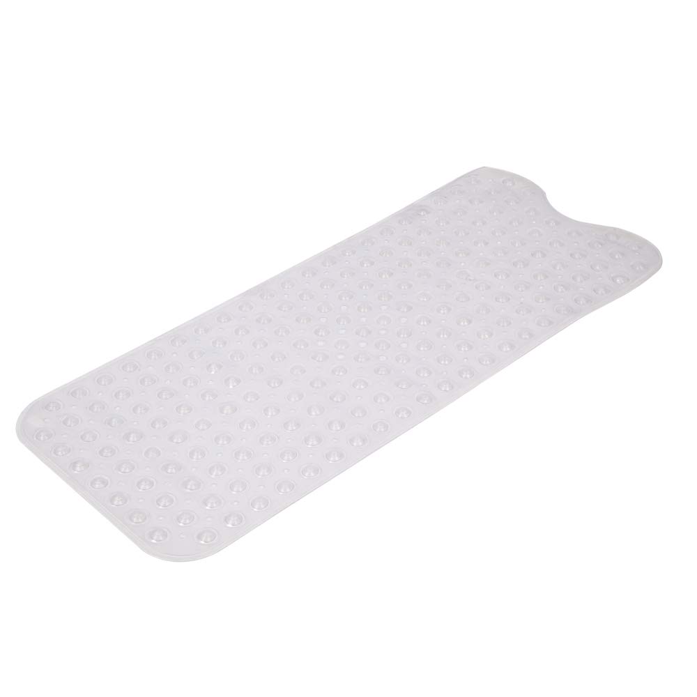 Kcelarec Bath Tub Shower Mat 39 x 15 Inch Non-Slip and Extra Large, Bathtub Mat with Suction Cups, Machine Washable Bathroom Mats with Drain Holes (Transparent)