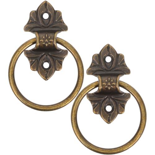 NIYANGLE Tiradores Vintage de Anilla para Muebles 2 Piezas Aleación de Zinc Color Bronce Antiguo Tiradores Antiguos para Cajones y Puertas de Armario Ideales para Decoración Retro y
