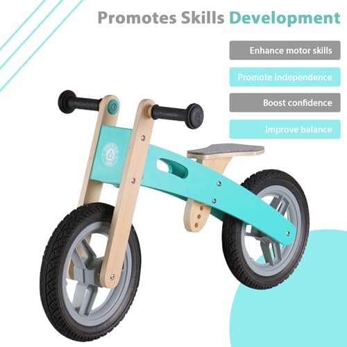 Image of Wooden Toddler Balance Bike, Kids Balance Bike for 3 Year Old with Adjustable Seat, No Pedal Toddler Bicycle for Kids 3-5 for Boys and Girls Birthday Gifts Toys