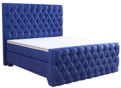 AUKONA Boxspringbett Valentin 90x200 mit Fußteil, Farbe wählen und ändern, 7 Zonen Taschenfederkern-Matratze, H2 H3 H4, Komfortschaum -Topper, Lieferung und Aufbau kostenlos