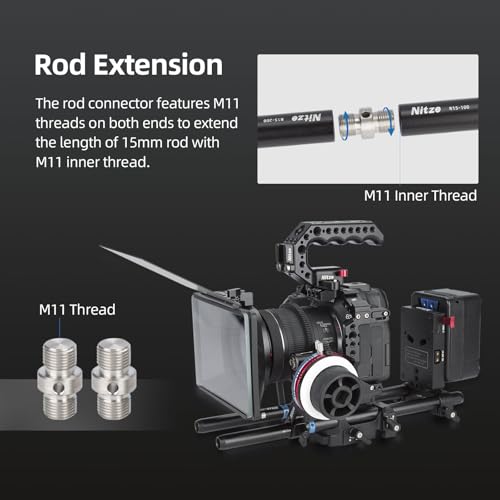 Image of Nitze M11 Thread 15mm Rod Connector (2 Pcs) - PD15B