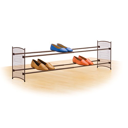 Lynk Expandable 2 Tier Stackable Shoe Rack - Steel Mesh Shoe Shelf - Bronze #TOP1
