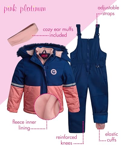 Image of Pink Platinum Girls Snowsuits - 2 Piece Waterproof Toddler Winter Jacket and Ski Pants - Winter Clothes for Girls (2T-16)