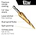 Klein Tools 25964 Step Drill Bit, 1/8 to 1/2-Inch, Spiral Double-Fluted, Cuts Thin Metal, Plastic, Aluminum, Wood, 1/4-Inch Hex Shank, VACO