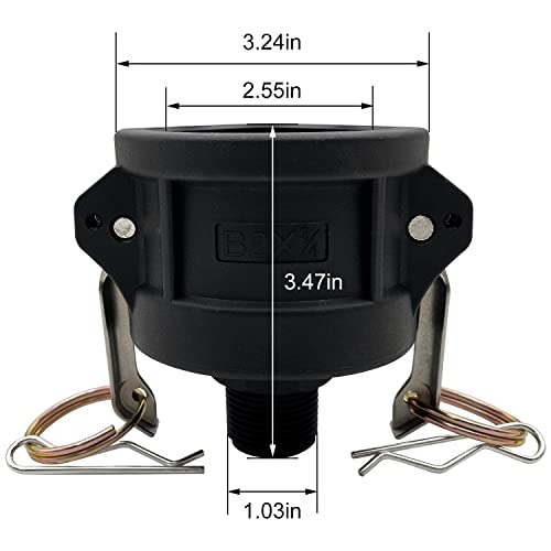 BITOTU 2pcs Fittings Adapter for IBC Tote Tank 275 330 Gallon Garden Hose Camlock 2 inch to 3/4 inch - Thumbnail 5