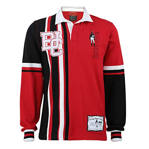 Team BJC Knitted Rugby Jersey Made Natural Cotton (5XL) Red and Black