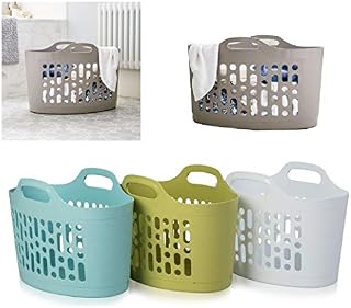 AQS INTERNATIONAL 50L Plastic Flexible Storage Baskets Flexi Tub Clothing Laundry Bucket Garden