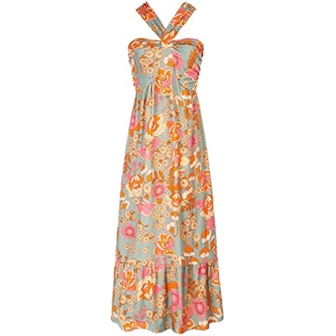 Vestido Largo de Verano Naranja con Diseño Floral Cover