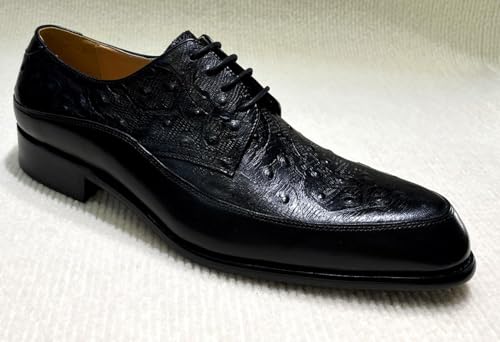 Santimon Men's Genuine Leather Oxfords Dress Shoes, Luxury Alligator Embossed Lace-up Formal Shoes for Casual Business, Prom Weddings2