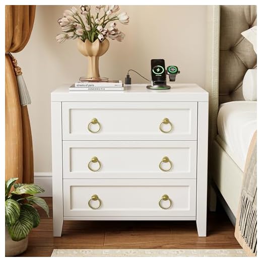 Stylish Nightstand with Charging Station Set