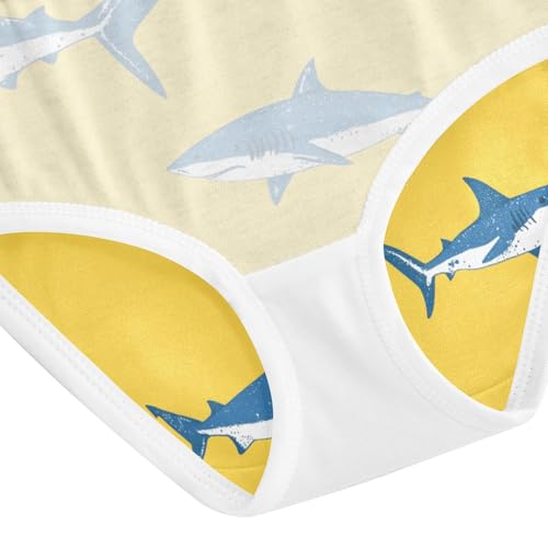 Sharks Swimming Girls' Underwear Cotton Yellow Girls Briefs Soft Toddler Underwear 2T4