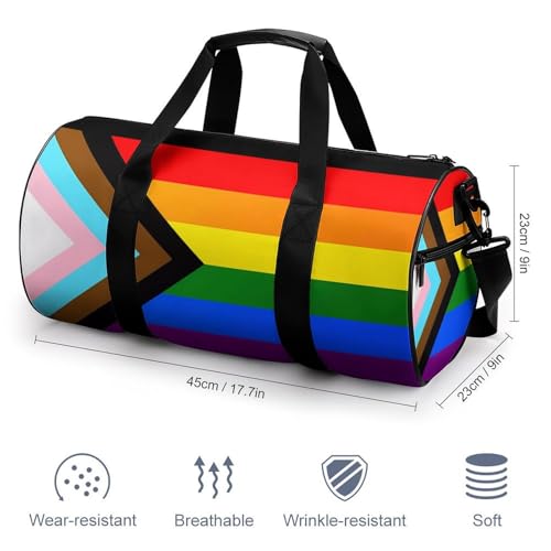 Progressive Proud Flag Travel Duffel Bag Gym Bags Sports Tote Shoulder Weekender Handbag for Men Women2