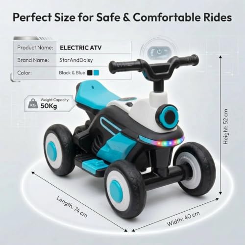 Image of StarAndDaisy Baby Walker Ride On Bike, Rechargeable Battery Operated Ride On Walker for Baby with LED Lights, Music, Horn, USB Charging, Baby Bike for Toddlers Boys & Girls (Blue)