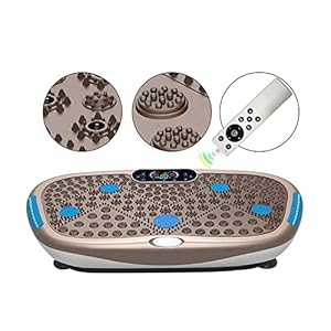 Vibration Plate Exercise Machine Whole Body Workout Vibration Fitness Platform Magnet Massage/Wireless Remote Control/Music Playback for Home Fitness Weight Loss (Gold )