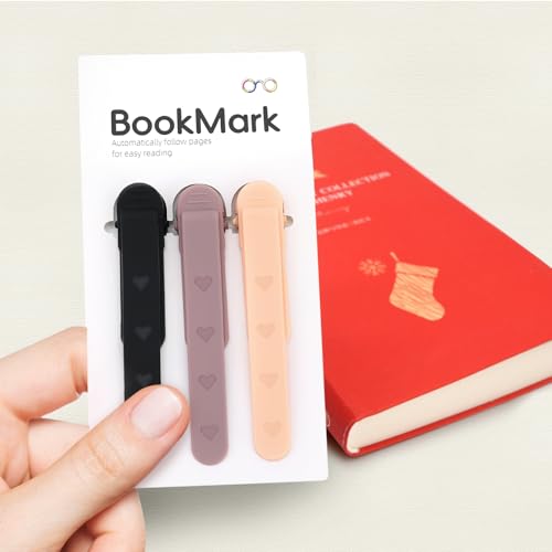 Image of SMUK 3 Pieces Silicone Heart Bookmarks for Reading Women, Smart Automatic Book Marks for Book Lovers Girls Men, Cute Page Markers Bookmarkers Reading Gifts