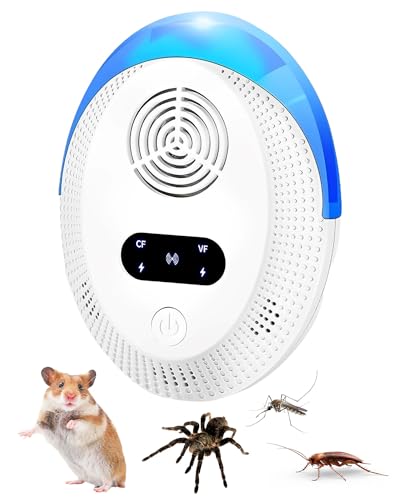 Aucaer Repelente ultrasónico contra plagas, Repele eficazmente Ratones, mosquitos, cucarachas, arañas, moscas, insectos, murciélagos, hormigas y otras plagas y roedores(4 piezas)