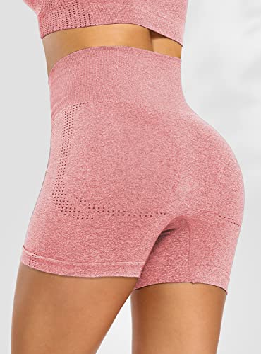 TRANXPHIT Bike Shorts Women, Womens Shorts for Summer Tight Crossfit Slip Shiny Bodybuiding Cozy Quick Dry Stretch Cortos for Track Jogging Softball Weight Lifting - Pink L
