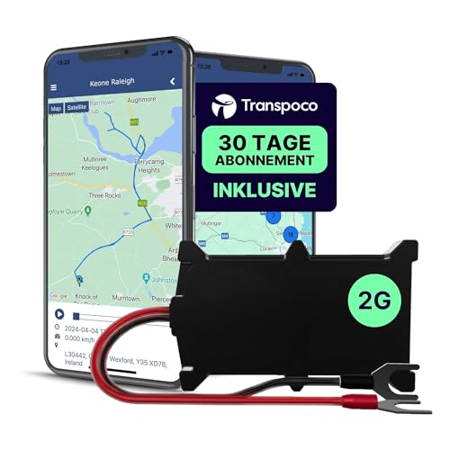 Transpoco 2G GPS Tracker FMT100 für Auto mit SIM-Karte und 30 Tage Testzeitraum, Echtzeit-Ortung, einfache Installation, Diebstahlschutz