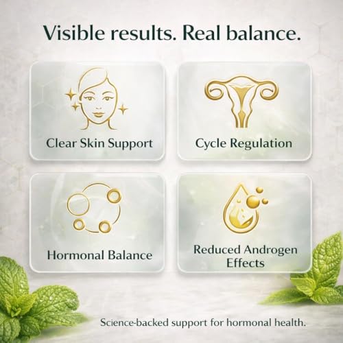 Image of Simply Human PCOS & Hormone Balance Spearmint Capsules | Clinically Studied for Hormonal Balance, Clear Skin & Regular Cycles | 60 Vegan Capsules | 100% Natural