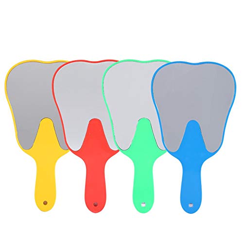 Rotekt Espejo de mano con mango de diente, 4 colores de moda útil lindo mango de plástico cuidado dental herramienta espejo de mano, espejo de mano para niños espejo de viaje espejo de mano (4