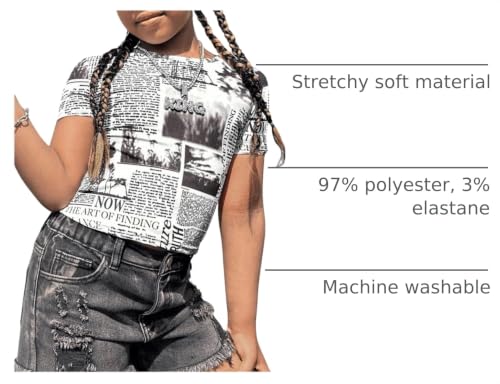 Image of WDIRARA Girl's Camo Print Short Sleeve T Shirt Crew Neck Tee Casual Top
