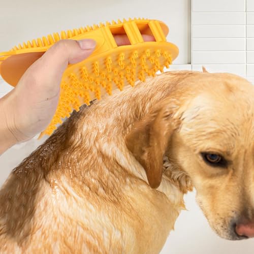 Cepillo de baño para perros de silicona con dispensador de champú 6