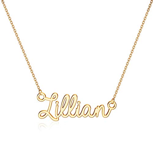 Turandoss Lillian Necklace, 14K Gold Plated Name...