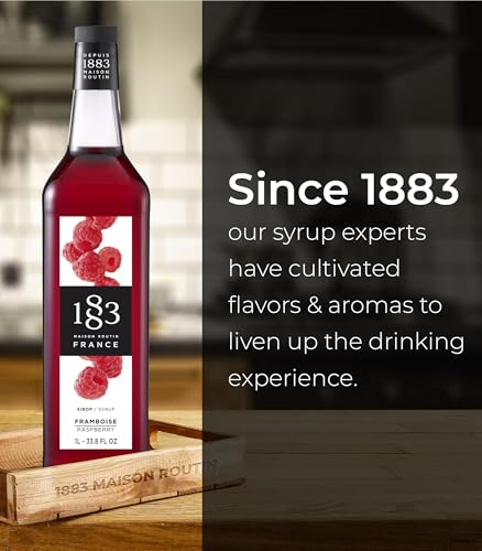 Image of 1883 Raspberry Syrup for Drinks, Made in France, 1 Liter Glass Bottle