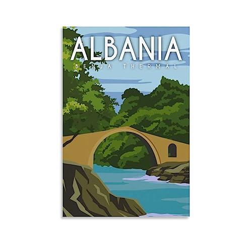 Poster de voyage vintage Albanie Benja - 20 x 30 cm - Décoration murale moderne pour chambre à coucher