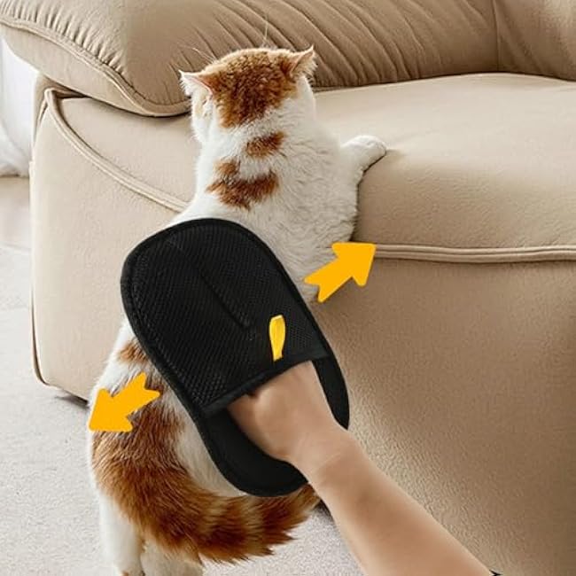 2 Pcs Electrostatic Gloves Pet Hair Removal with Cat Comb,Reusable Electrostatic Pet Cat Dog Hair Remover Grooming Gloves Brush Tool for Couch,Furniture,Carpet,Car Seat-JcD52rEK