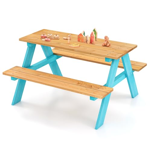 HONEY JOY Kids Picnic Table, Fir Wood Toddler Picnic Table & Bench Set, Children Backyard Furniture for Patio Garden, Toddler Picnic Tables for...