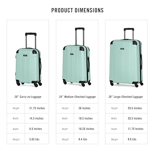 Image of Kenneth Cole REACTION Out of Bounds Lightweight Hardshell 4-Wheel Spinner Luggage, Mint Blue, 28-Inch Carry On