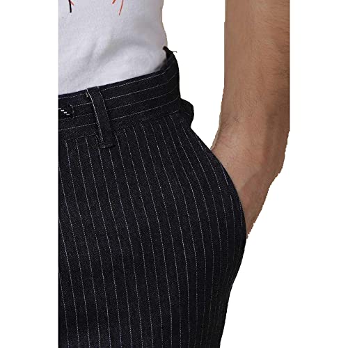 Image of Blackberrys Men Navy Vertical-Stripes Trousers