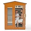 RESTISLAND 3 Person Outdoor Sauna, Low EMF Far Infrared Sauna Canadian Spruce Wood Dry Heat Saunas Room with Bluetooth Speakers, 7 Colors Light Therapy 240V/15A 2830W for Home, Outdoor, Backyard