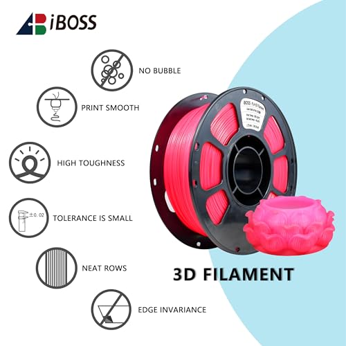 Image of iBOSS 3D Printer Filament, Temperature Color Change PLA+ Filament 1.75mm, Neatly Wound 3D Printing Filament, Dimensional Accuracy + /-0.02mm, Fit for Most FDM 3D Printers, 1KG Spool. (Red to Pink)