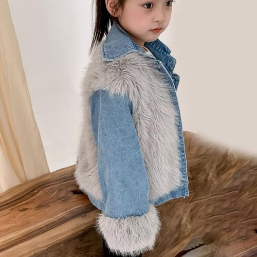 Girls Open Front Cardigan Faux Fur Coat Warm Fuzzy Trendy Winter Parka Shaggy Party Outerwear Jackets 1-10 Years4
