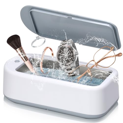Ultrasonic Jewelry Cleaner, 22oz（640ml）48KHz Jewelry Cleaner Machine, Portable Sonic Cleaner with On