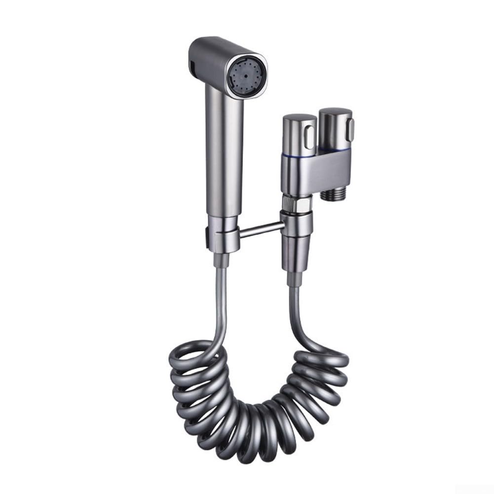 Kit de rociador de inodoro para bidé con pulverizador de mano, válvula de ángulo de acero inoxidable, válvula de salida doble, manguera y soporte para un control eficaz y fácil del agua