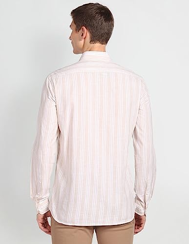 Image of Arrow Men's Vertical Stripe Atilde -Fil Slim Fit Shirt