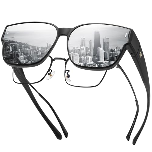 Image of DUCO Fit Over Sunglasses for Men Women Wear Over Glasses Retro Wrap Around Polarized Sun Glasses UV400 Protection DC8981