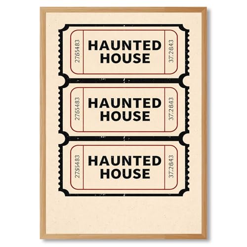 Framed Canvas Wall Art Haunted House Ticket Art Print Vintage