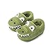 DRECAGE Hausschuhe Kinder für Junge Mädchen Plüsch Dinosaurier Kleinkind Schuhe Anti-Rutsch Sohle Geschlossene Pantoffeln Grün 29/30 EU Etikettengröße 190