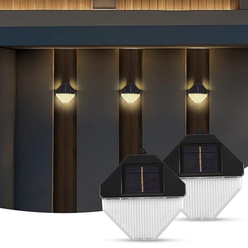Image of Gesto Plastic Solar Outdoor,LED Fence & Deck Lights,Waterproof Solar Lights for Garden,Patio,Pathway,Wall,Stair & Yard Decoration,Balconies,Automatic Day Off & Night On Function(Pack of 2),Black