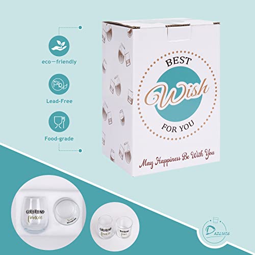 Dazlute Engagement Gifts For Couples, Boyfriend And Girlfriend Wine And Whiskey Glass Gifts Set，Wedding Gifts Valentine’s Day Gifts Bridal Shower Gifts For Mr Mrs Him Her Bride Groom Fiance Fiancee #TOP5