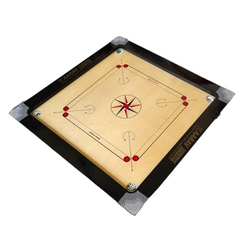 Image of AARAV Champion Carrom Board Full Size 36 Inch with 3 Inch Border 6 mm Ply Extra Smooth with Carrom Coin, Carrom Striker and Boric Powder for Adults