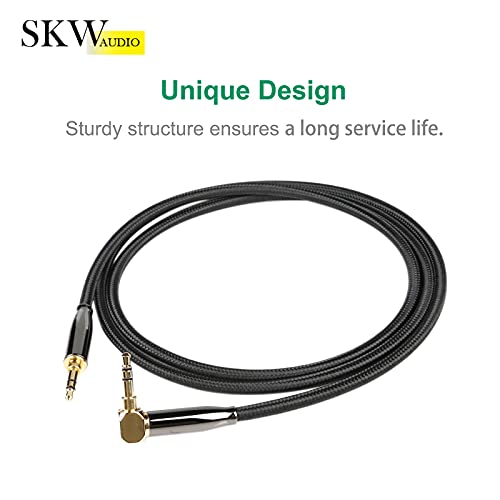 Skw Aux Cable For Car(Hi-Fi Sound),3.5 Mm To 3.5 Mm Stereo Audio Cable, 1/8″ Jack Cord, Headphone Cable For Home Stereo,Iphone,Ipod,Ipad,Echo Dot,Sony & More (Right Angle,10Ft/3M) #TOP5