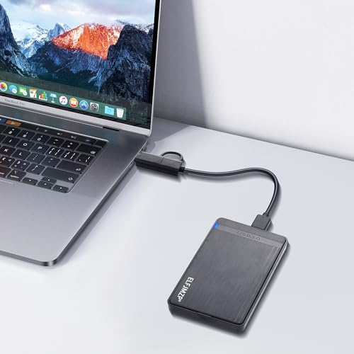 Caja externa para disco duro 2.5" USB 3.0 con cable USB-A y adaptador Tipo-C miniatura 2